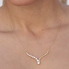 Savvy Cie Graduated CZ V Bar Necklace