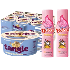 20-Pack: Samyang Tangle Creamy Mushroom Pasta Big Bowl & Buldak Hot Sauce