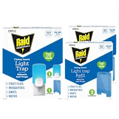 Raid Essentials Flying Insect Light Trap Set with Base and 2 refills