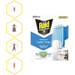 Raid Essentials Flying Insect Light Traps Kit with 5 Total Cartridges