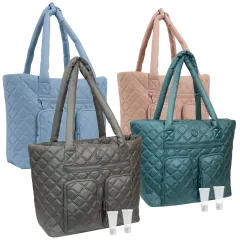 Joan & David Diamond Quilted Parachute Nylon Travel Tote