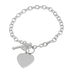 Savvy Cie Italian Rolo Solid Sterling Silver Toggle Bracelet