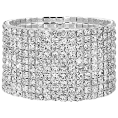 Romano Stivali Elegant Faceted Crystal 10-Tier Bracelet for Women