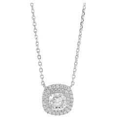 Savvy Cie Moissanite Cushion Shape 2 Carat TW Double Halo Necklace