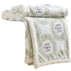 Luxury Home Sherpa Faith, Hope & Love Throw Blanket