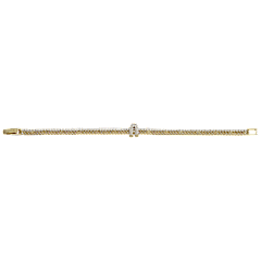 Saffron Initial Letter Tennis & Cuban Chain Bracelet with CZ Studs