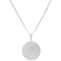 Steeltime Ladies Lords Prayer Round Pendant & Simulated Diamond Earrings