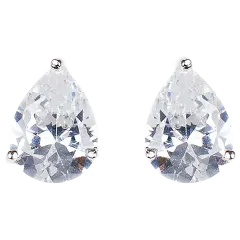 Ice by Jardin 3.0 Carat TW Pear Cubic Zirconia 3-Prong Stud Earrings