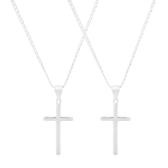 Paquete de 2: Steeltime Collar Hombre Cadena Cuerda con Cruz y Cubana Superplana