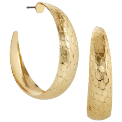 Savvy Cie Aros con Grabado de Serpiente Bañados en Oro de 14K