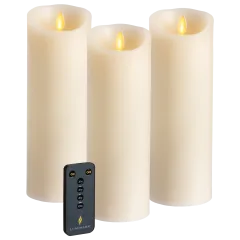3-Pack: Luminara Flameless 8.5" Pillar Candles with Remote