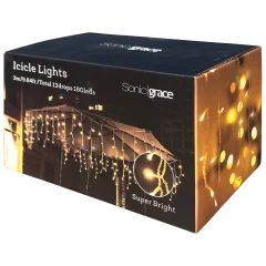 SonicGrace 180 LED Icicle Light Strip with 12 Vertical Drops
