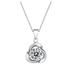 Stella Valentino Collar Moissanita 1.0 Quilate Flor Solitario Remolino