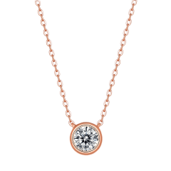 Stella Valentino Collar de Moissanita 1 CT con Engaste Biselado en Oro Rosa 18k