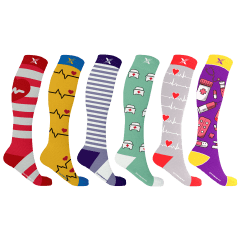 6-Pack: Extreme Fit Unisex Knee-High Circulation Support Compression Socks