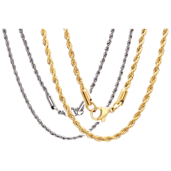 2-Pack: Steeltime Rope Chain Necklaces