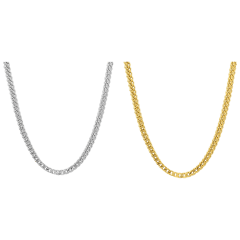 2-Pack: Steeltime Men's Franco Box Chain Necklaces