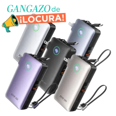 JOYFAR Batería Portátil GaN 10,000 mAh 35W con Enchufe y Cable USB-C Retráctil