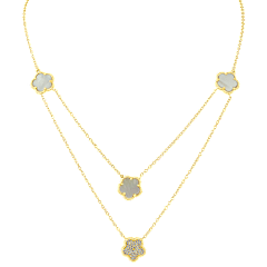 CZ by Kenneth Jay Lane CZ Pave Double Clover Pendant Necklace