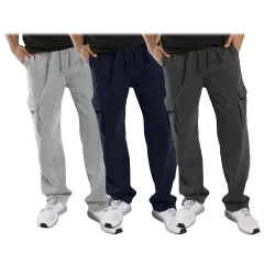 3-Pack: Men's Heavyweight Fleece Cargo Sweatpants