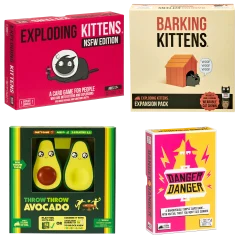 4-Pack: Exploding Kittens NSFW, Barking Kittens, Danger, and Throw Avocado Games