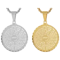 Steeltime Set of 2 "Our Father" English Prayer Medallions