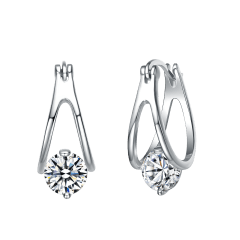 Stella Valentino 1.50 Carat TW Moissanite Solitaire Double Hoop Earrings