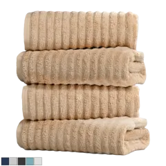 4-Pack: Bibb Home Ribbed Egyptian Cotton Bath Towel Set
