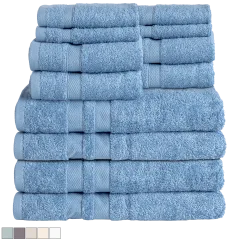 Bibb Home 12-Piece Combed Cotton Towel Set