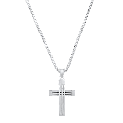 Iron Saints Cross Cross Pendant with Box Chain Necklace