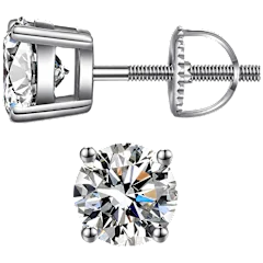 Donatello Gian Sterling Silver Round Cut Screw Back Stud Earrings