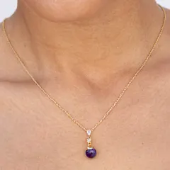 Savvy Cie Amethyst Ball Drop necklace with CZ