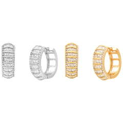 Steeltime 18K White & Gold-Plated Brass Simulated Diamond Huggie Earring Set