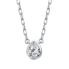 Rachel Glauber Pear-Shaped Simulated Diamond Stud Cable Chain Necklace