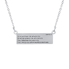 Steeltime Ladies Stainless Steel Isaiah 41:10 Bar ID Necklace