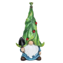 Exhart Solar Gnome with Firefly Hat and Shovel