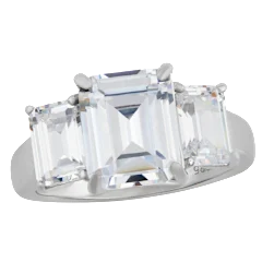 Savvy Cie Emerald Cut Cubic Zirconia 3-Stone Ring