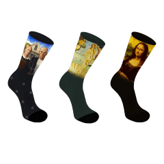 3-Pack: Seeboo Crew Length Art Inspired Cotton Blend Socks