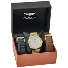 Gianello Slate Interchangeable 3 Strap Watch Set
