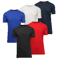 5-Pack: Galaxy by Harvic Men's Short Sleeve Crew Neck Classic Tee