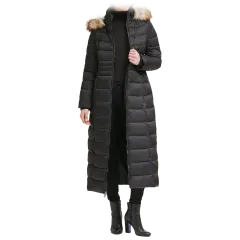 The Faux Fur Trim Hooded Down Puffer Maxi Coat