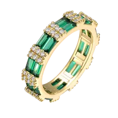 Rachel Glauber Emerald & Cubic Zirconia Double Band Eternity Ring