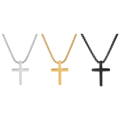 Steeltime Set of 3 Men's Assorted Polished Cross Pendants