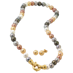 JOIA De Majorca 8mm 18" Multi-Color Pearl Necklace & Stud Earrings