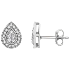 Unique Design 1/10 Carat TW Lab Grown Diamond Pear Earrings