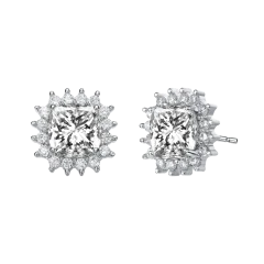 Rachel Glauber Classy Halo Square Simulated Diamond Stud Earrings