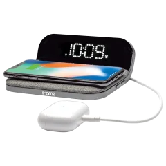iHome 15W Wireless Charger with Alarm Clock and USB-A Port
