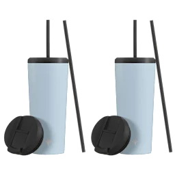 Paquete de 2: Vasos térmicos JoyJolt de 20 oz con popote y tapas con cierre