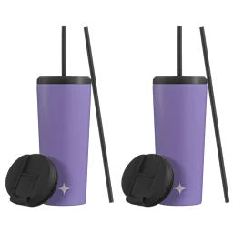 Paquete de 2: Vasos térmicos JoyJolt de 20 oz con popote y tapas con cierre