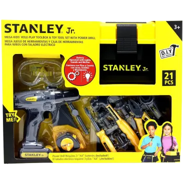 Stanley Jr Kids 21-Piece Toolbox Set with Power Drill